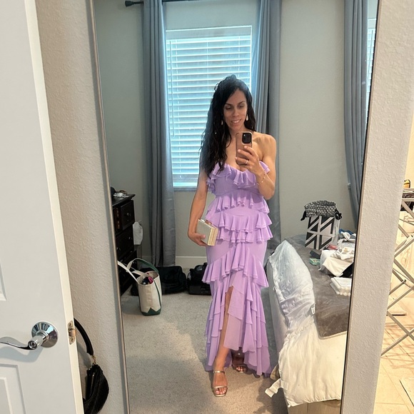 REVOLVE Strapless Lavender Ruffle Dress - Picture 6 of 8